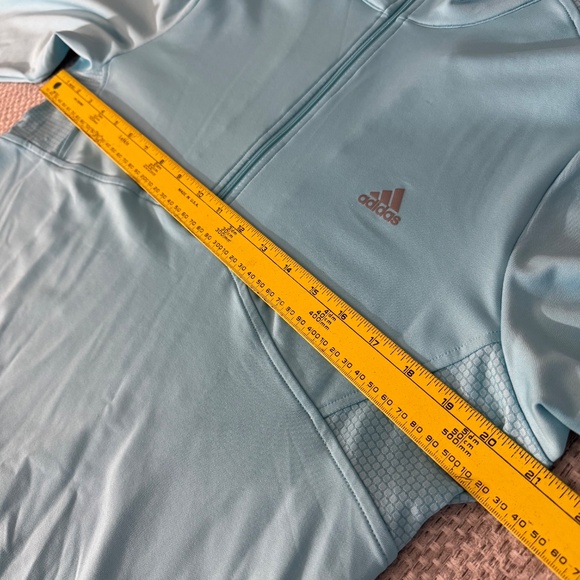 Adidas XL Light Blue Long Sleeve Quarter Zip Fitted Athletic Jacket - Picture 10 of 10